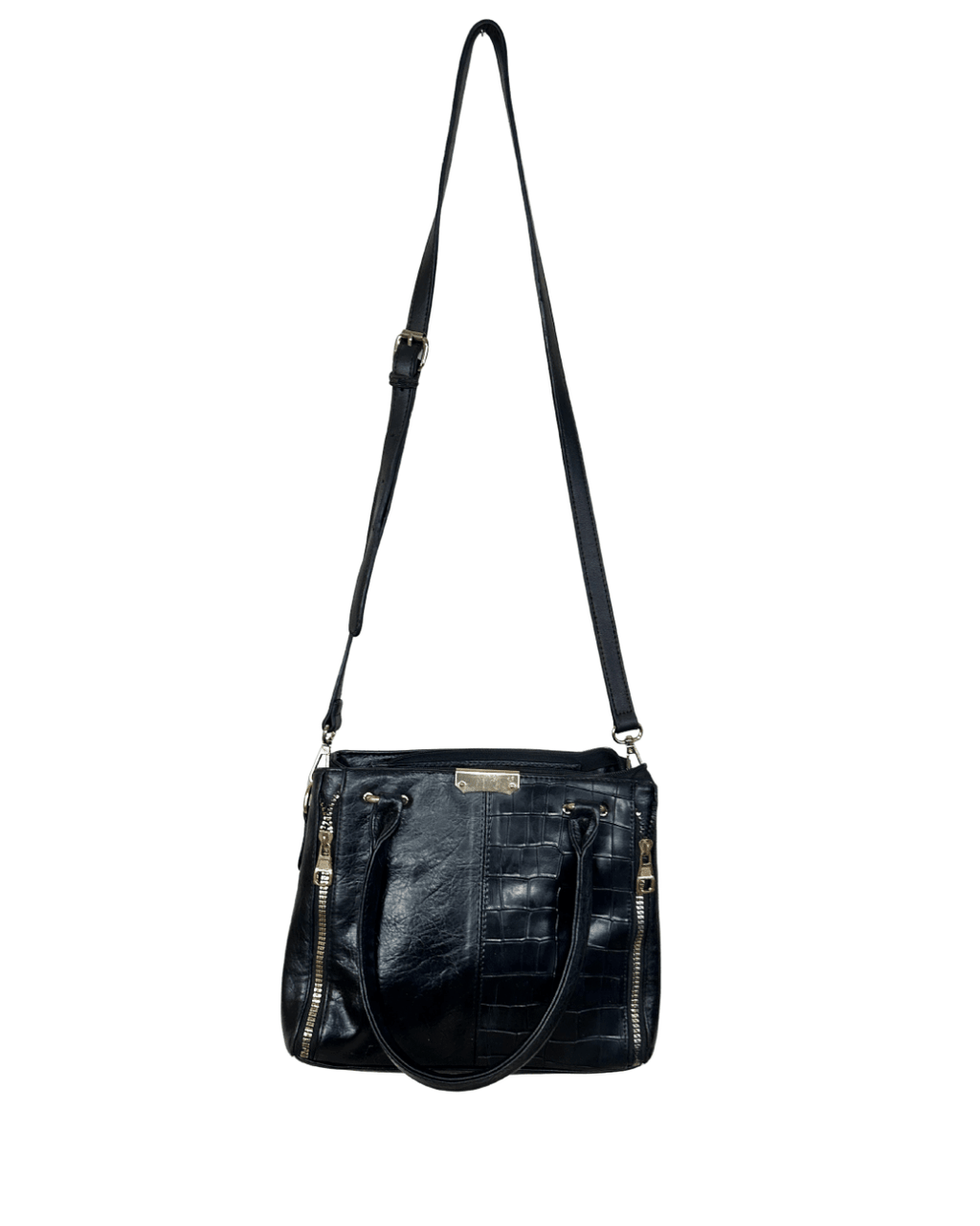 Vintage Genuine Leather Satchel with Short Handles & Long Strap - Funkify