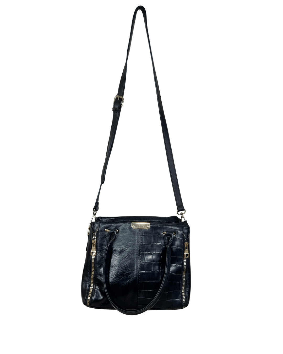 Vintage Genuine Leather Satchel with Short Handles & Long Strap - Funkify
