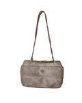 Vintage Genuine Leather Shoulder Bag with Floral Accent - Funkify