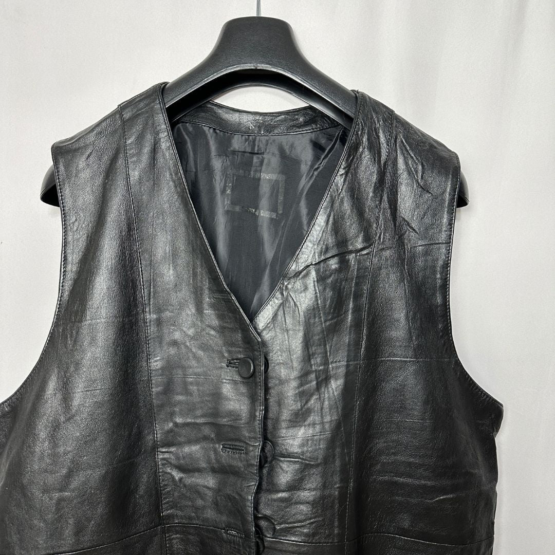 Vintage Genuine Leather Vest XL - Funkify