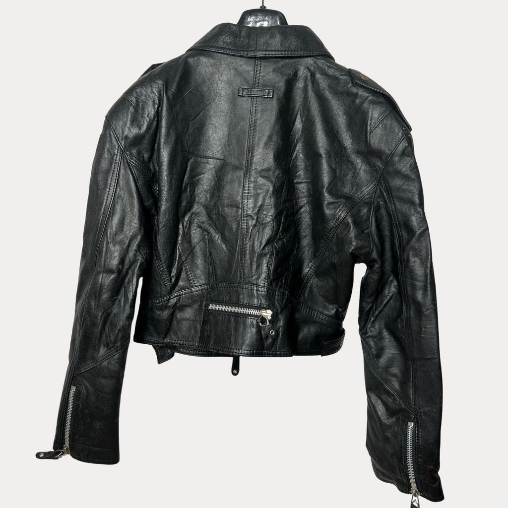 Vintage Genuine Leather Womens Biker Jacket Medium - Funkify