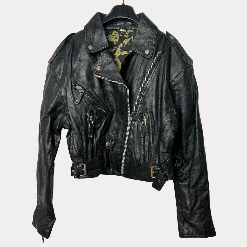 Vintage Genuine Leather Womens Biker Jacket Medium - Funkify