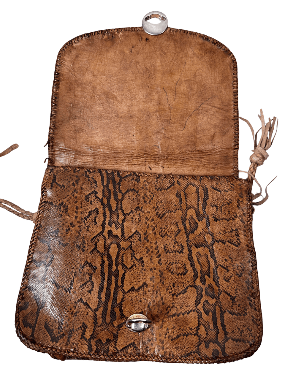 Vintage Genuine Snakeskin Clutch Bag with Tassel Details - Funkify