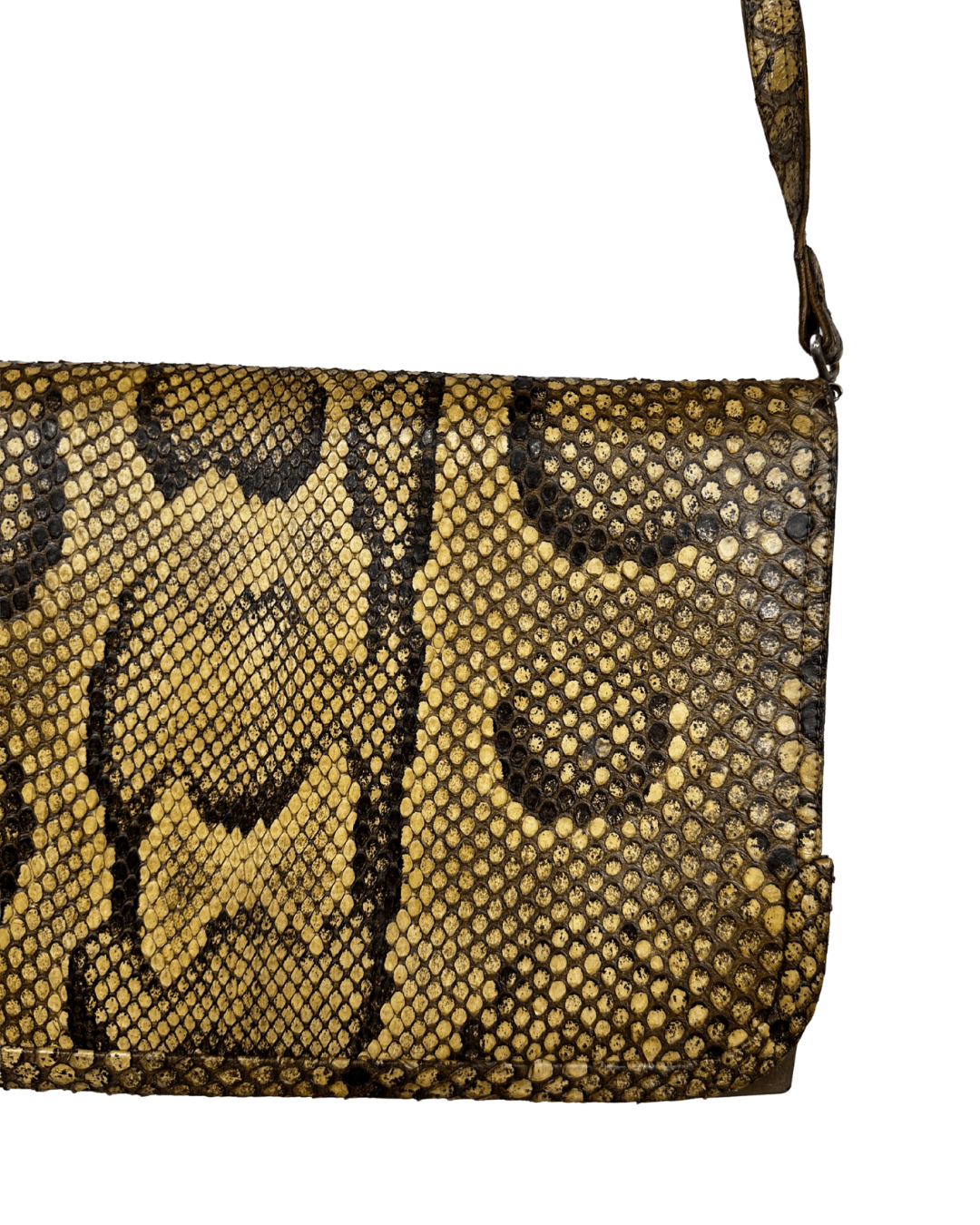 Vintage Genuine Snakeskin Crossbody Bag with Gold Accents - Funkify