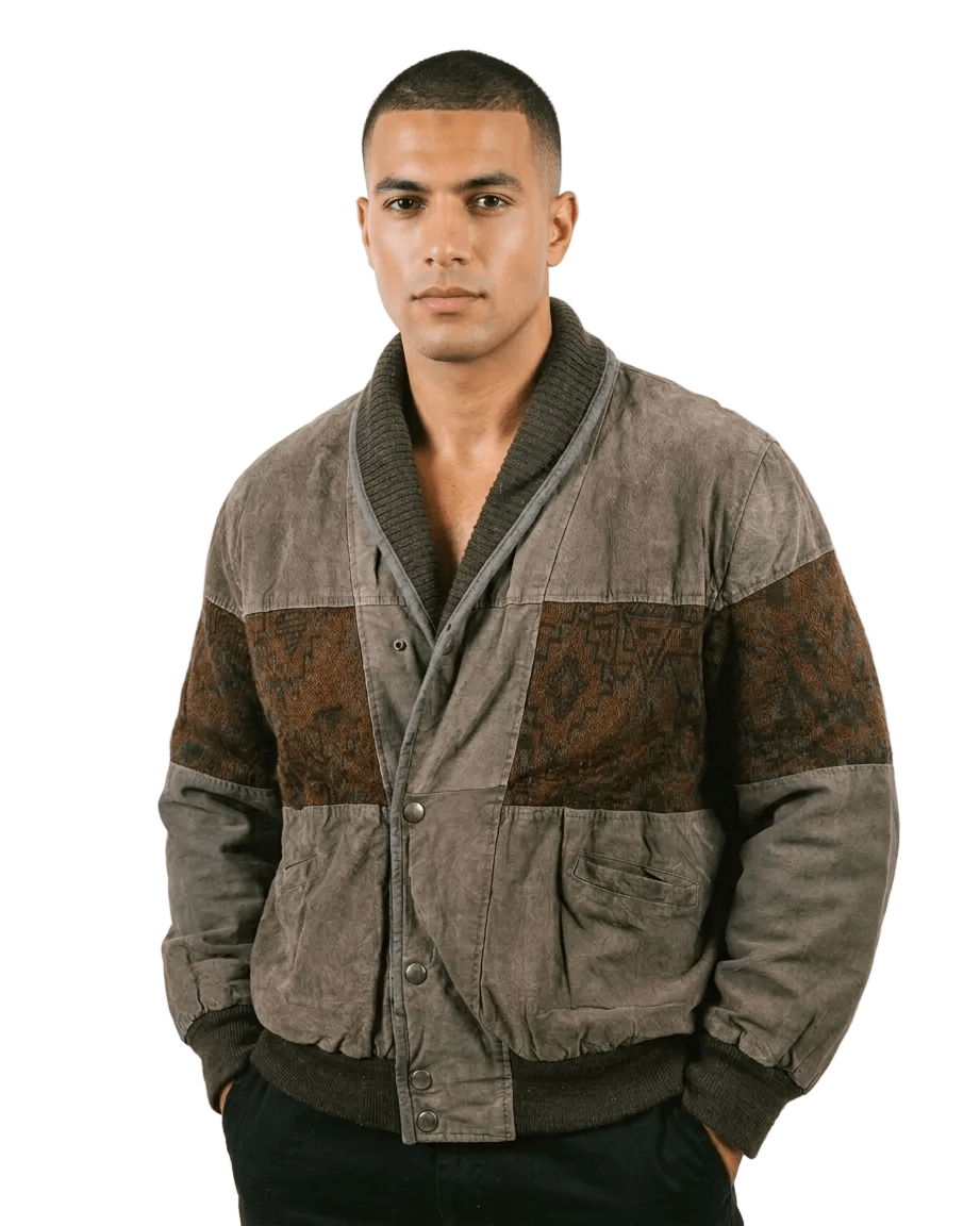 Vintage Genuine Suede Leather Bomber Jacket - Funkify