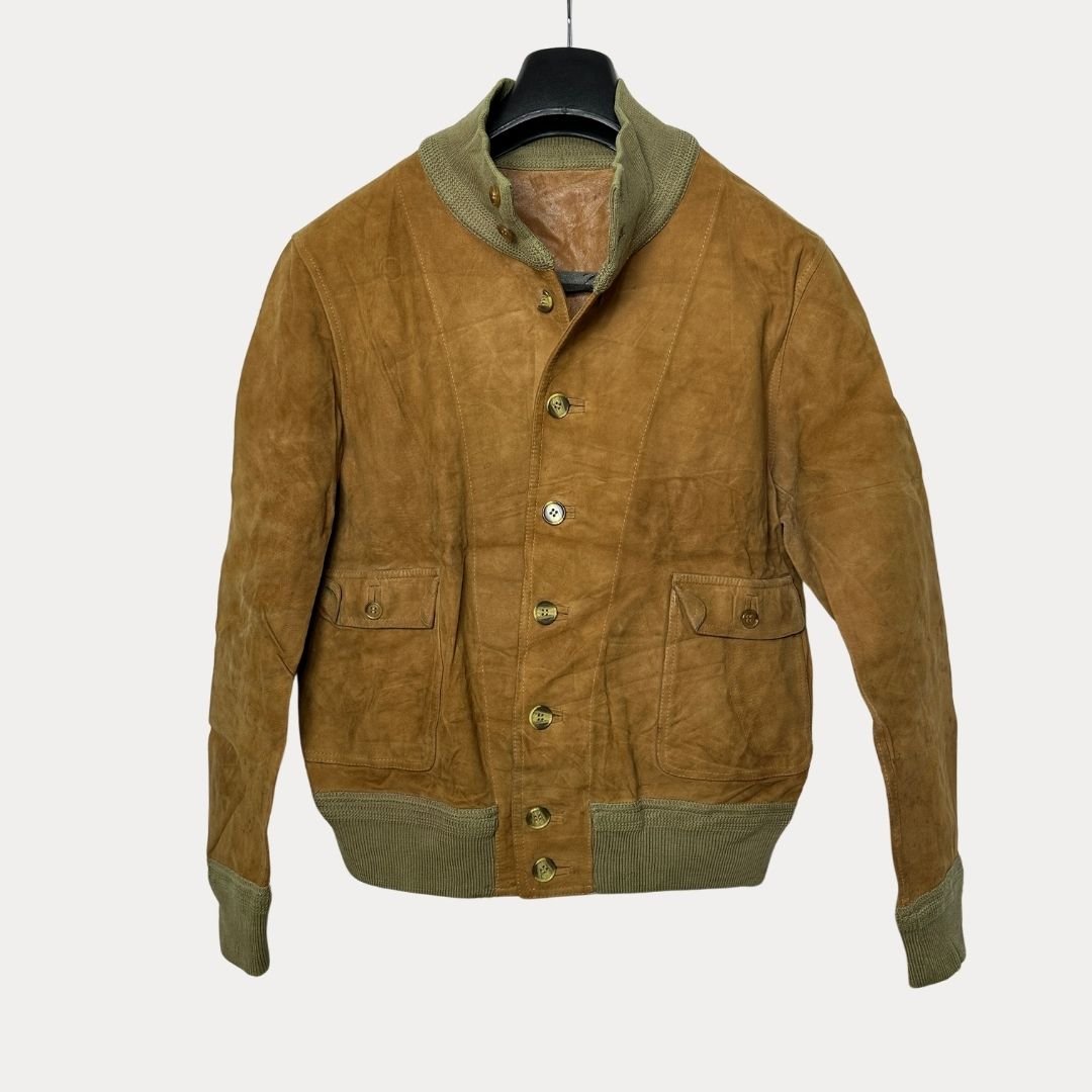 Vintage Genuine Suede Leather Bomber Jacket Small - Funkify