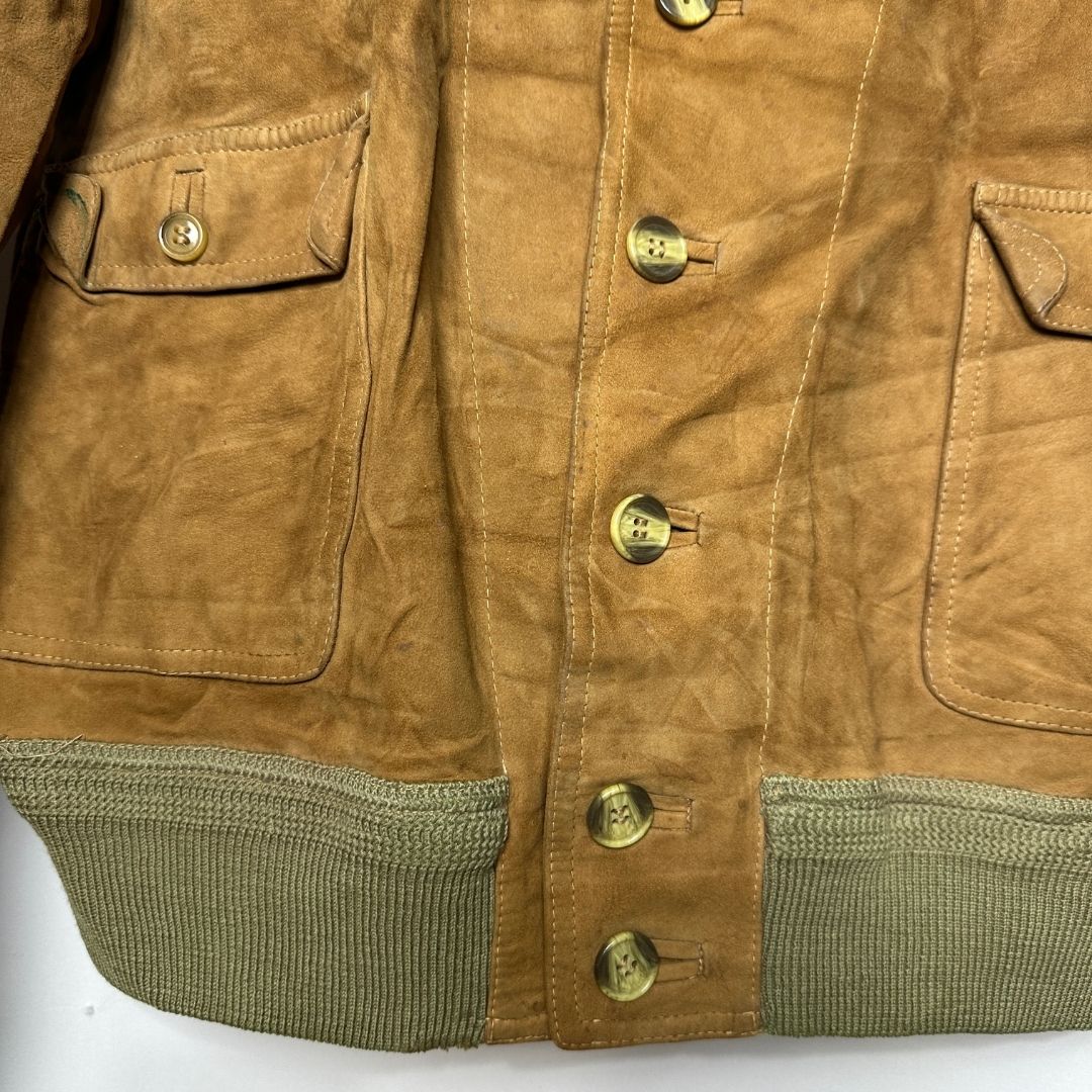 Vintage Genuine Suede Leather Bomber Jacket Small - Funkify