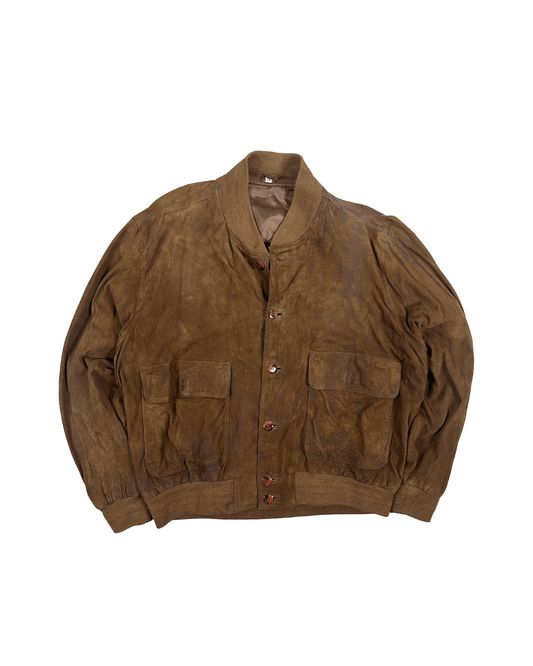 Vintage Genuine Suede Leather Bomber Jacket - XL - Funkify