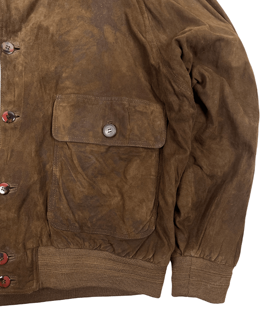 Vintage Genuine Suede Leather Bomber Jacket - XL - Funkify