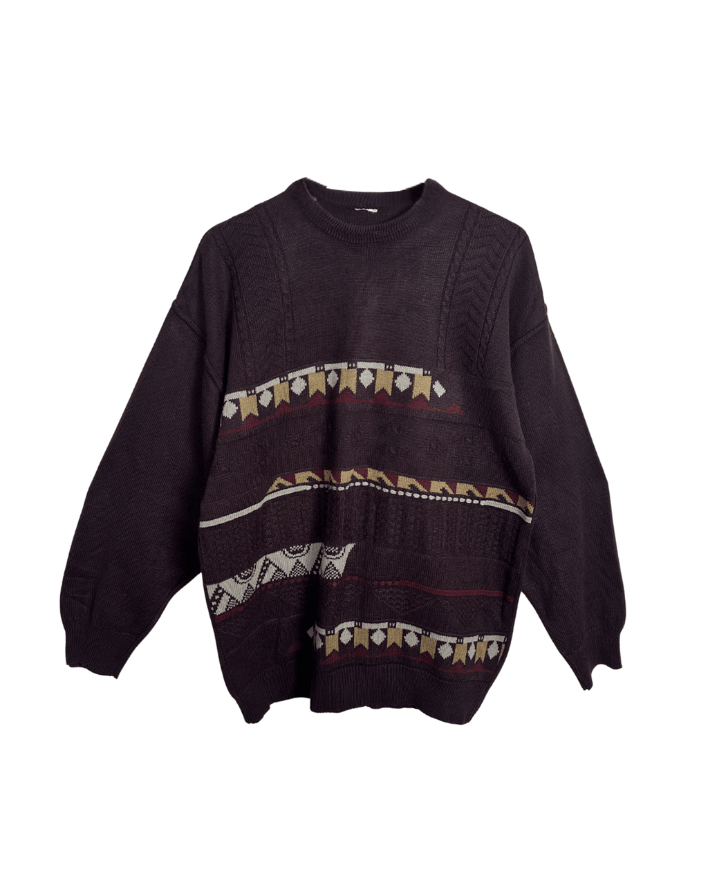Vintage Geo Brown Sweater XL - Funkify