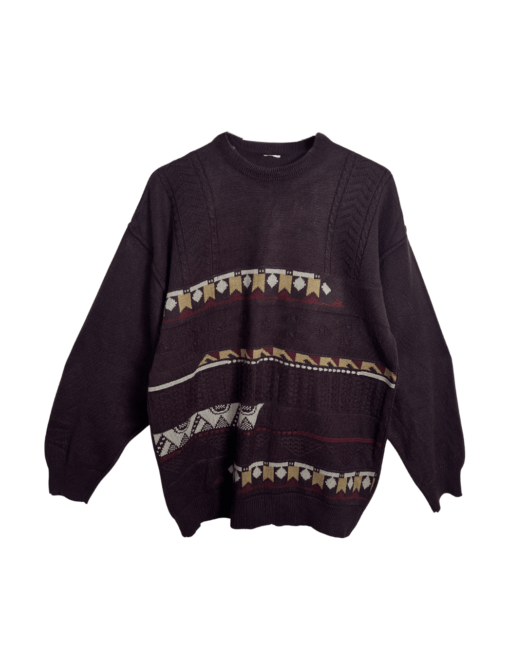 Vintage Geo Brown Sweater XL - Funkify