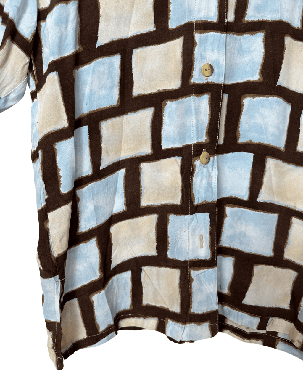 Vintage Geometric Box Print Shirt Medium - Funkify