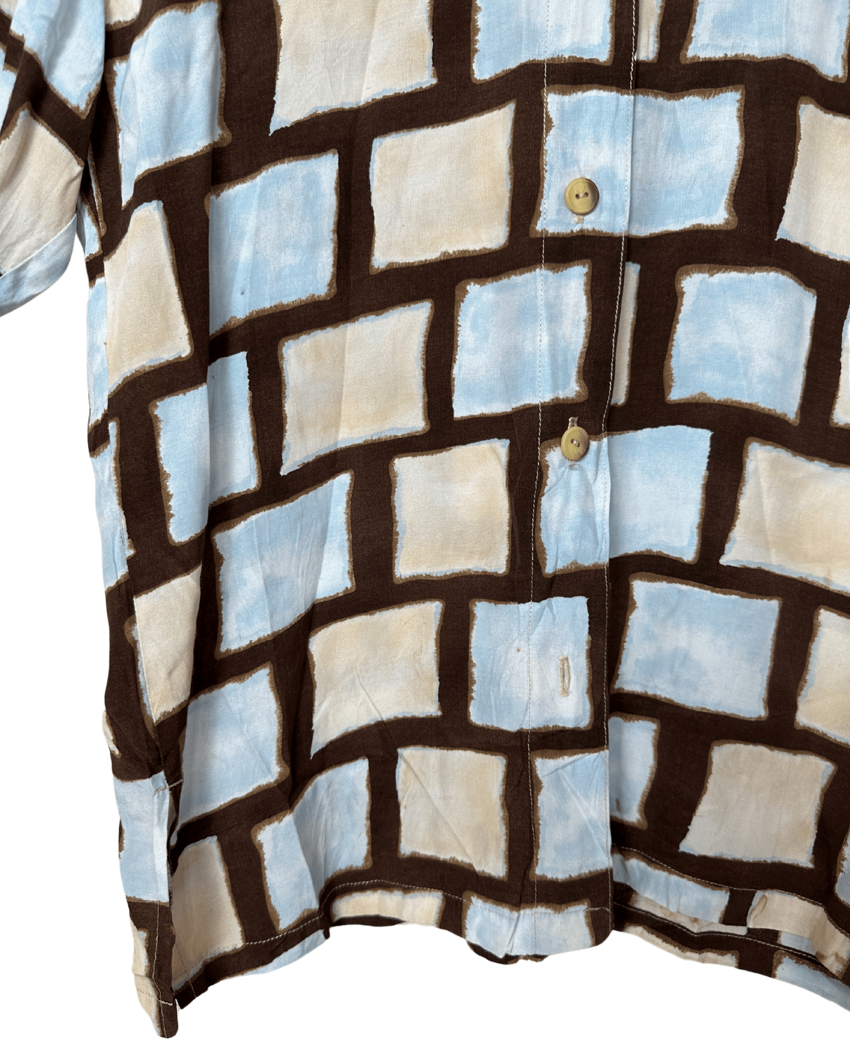 Vintage Geometric Box Print Shirt Medium - Funkify