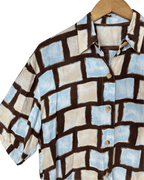 Vintage Geometric Box Print Shirt Medium - Funkify