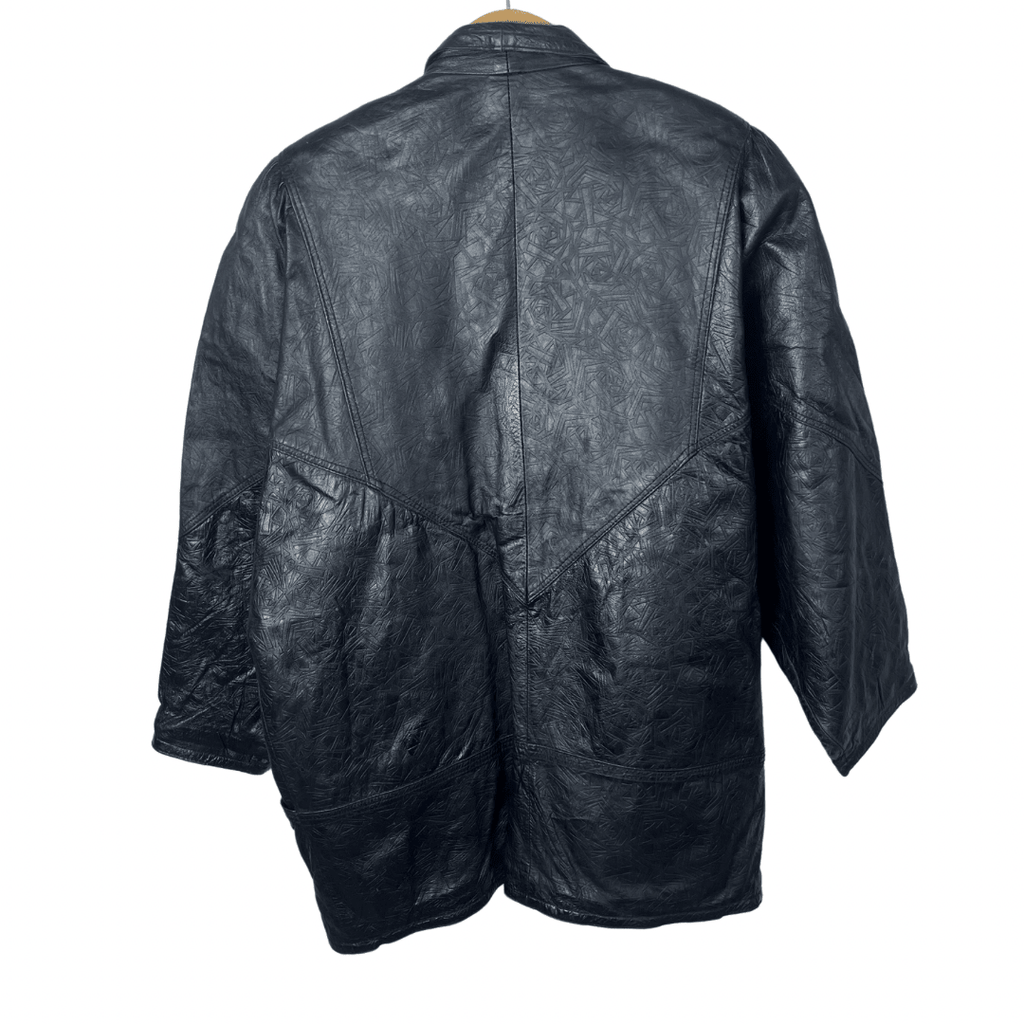 Vintage Geometric Patterned Genuine Leather Women's Jacket XL - Funkify