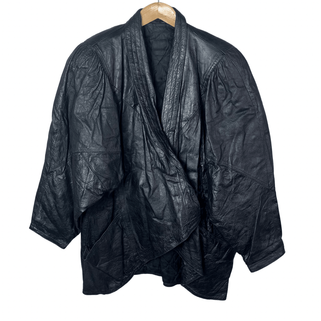 Vintage Geometric Patterned Genuine Leather Women's Jacket XL - Funkify