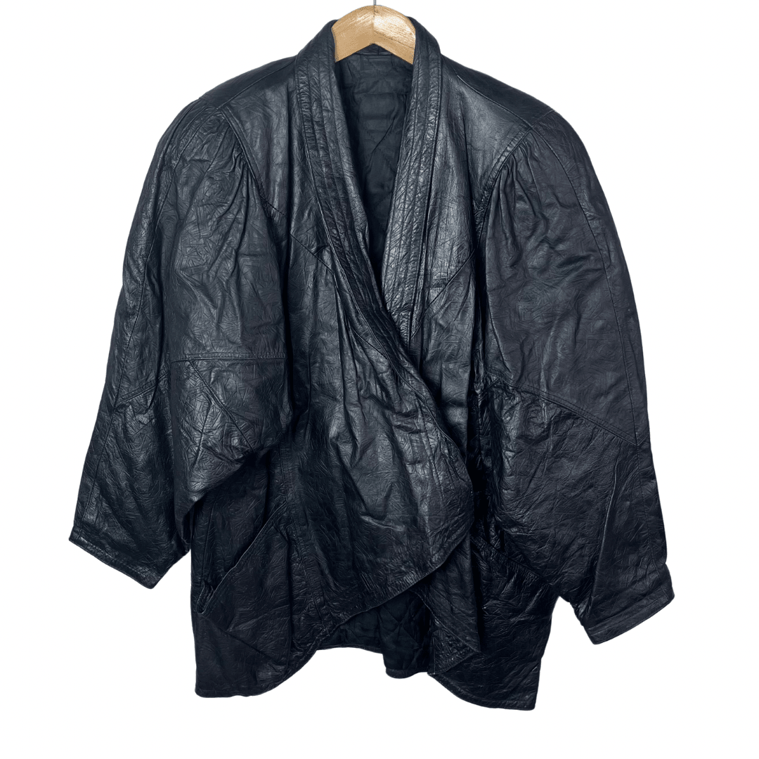Vintage Geometric Patterned Genuine Leather Women's Jacket XL - Funkify