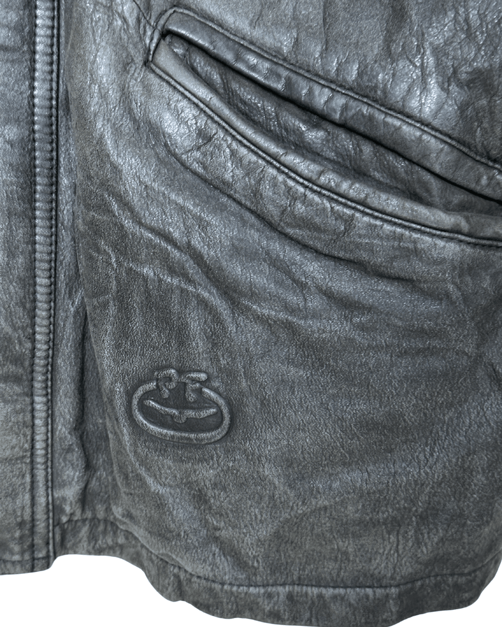 Vintage Gray Genuine Leather Jacket Large - Funkify