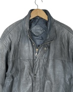 Vintage Gray Genuine Leather Jacket Large - Funkify