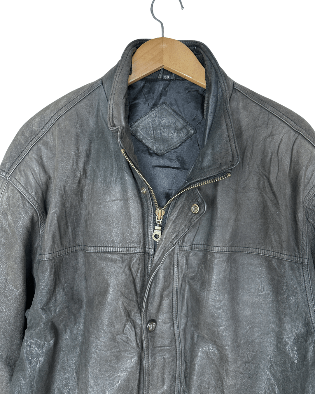 Vintage Gray Genuine Leather Jacket Large - Funkify