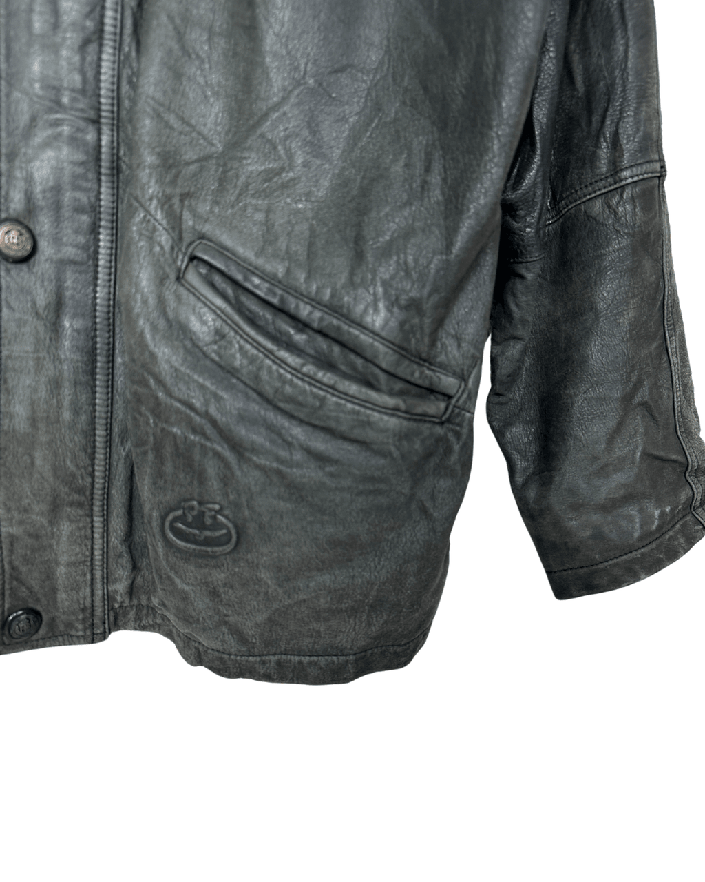 Vintage Gray Genuine Leather Jacket Large - Funkify