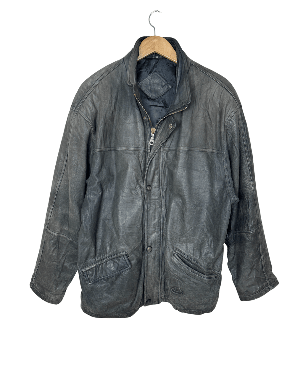 Vintage Gray Genuine Leather Jacket Large - Funkify