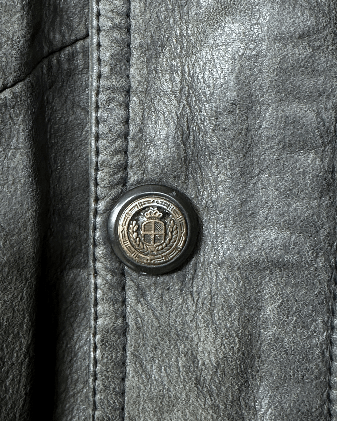 Vintage Gray Genuine Leather Jacket Large - Funkify