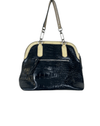 Vintage Guess Black Croc & Ostrich Embossed Handbag - Funkify