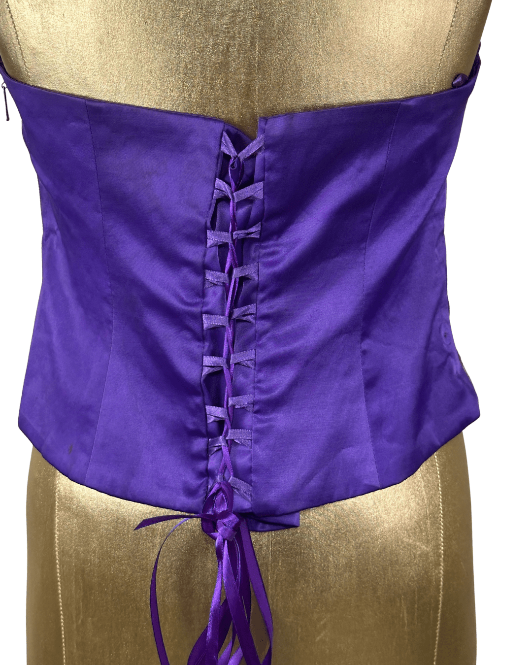 Vintage Günbeyi purple sequin halter corset top