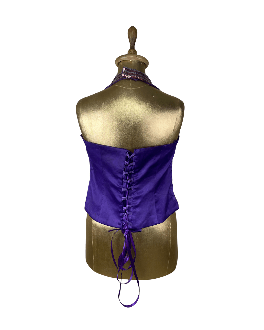 Vintage Günbeyi Purple Sequin Halter Corset Top - Funkify
