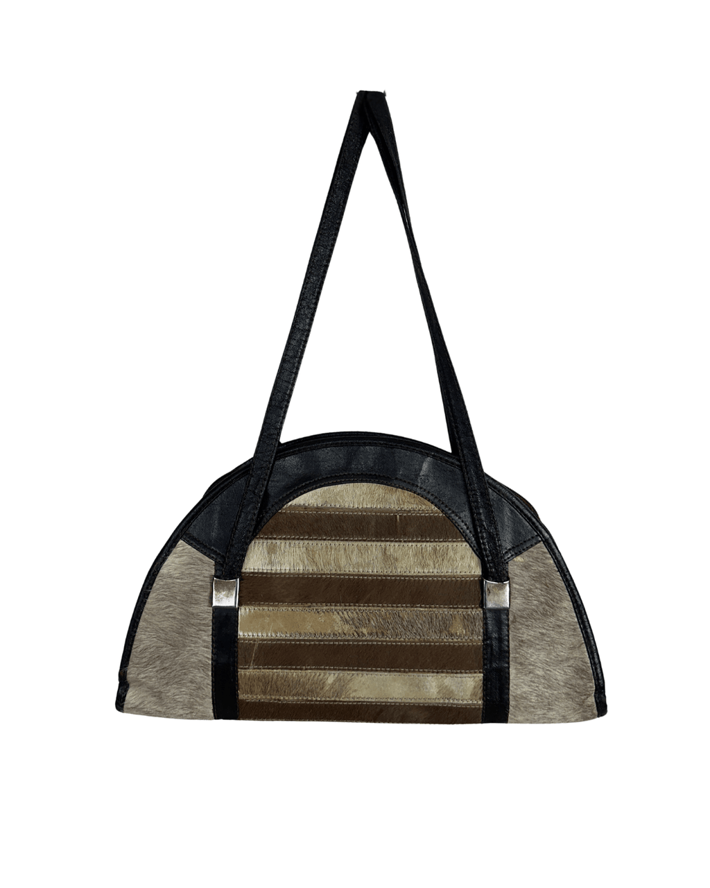 Vintage Hair-On Cowhide Striped Half-Moon Bag - Funkify