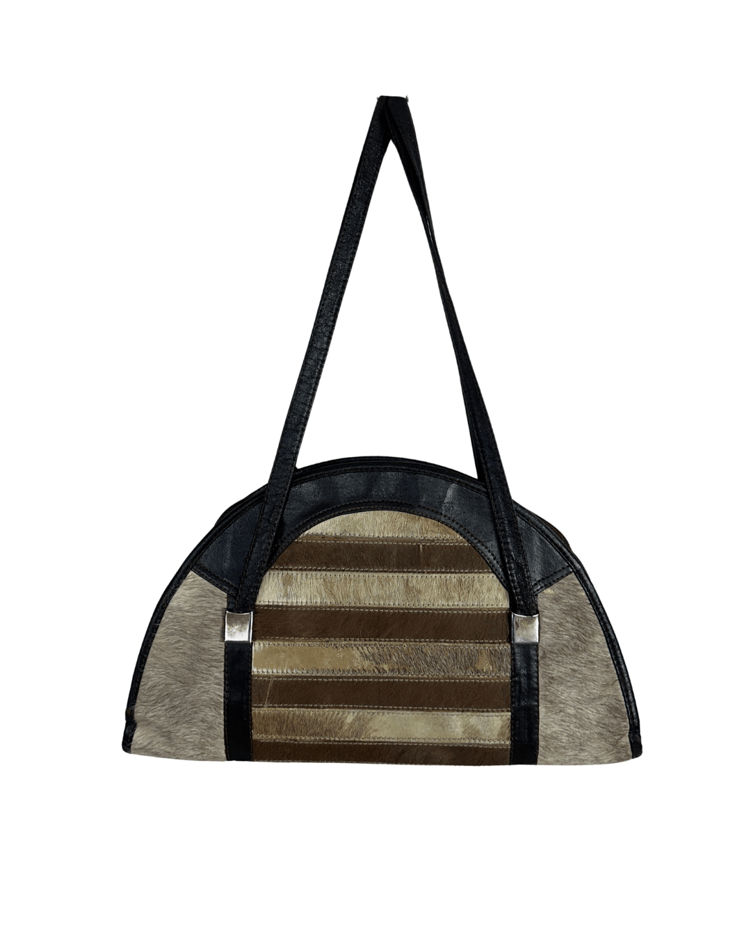Vintage Hair-On Cowhide Striped Half-Moon Bag - Funkify