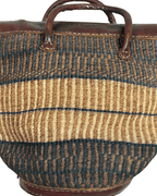 Vintage Handwoven Sisal & Leather Basket Bag - Funkify