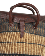 Vintage Handwoven Sisal & Leather Basket Bag - Funkify