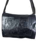 Vintage Hieroglyphic Embossed Genuine Leather Shoulder Bag - Funkify
