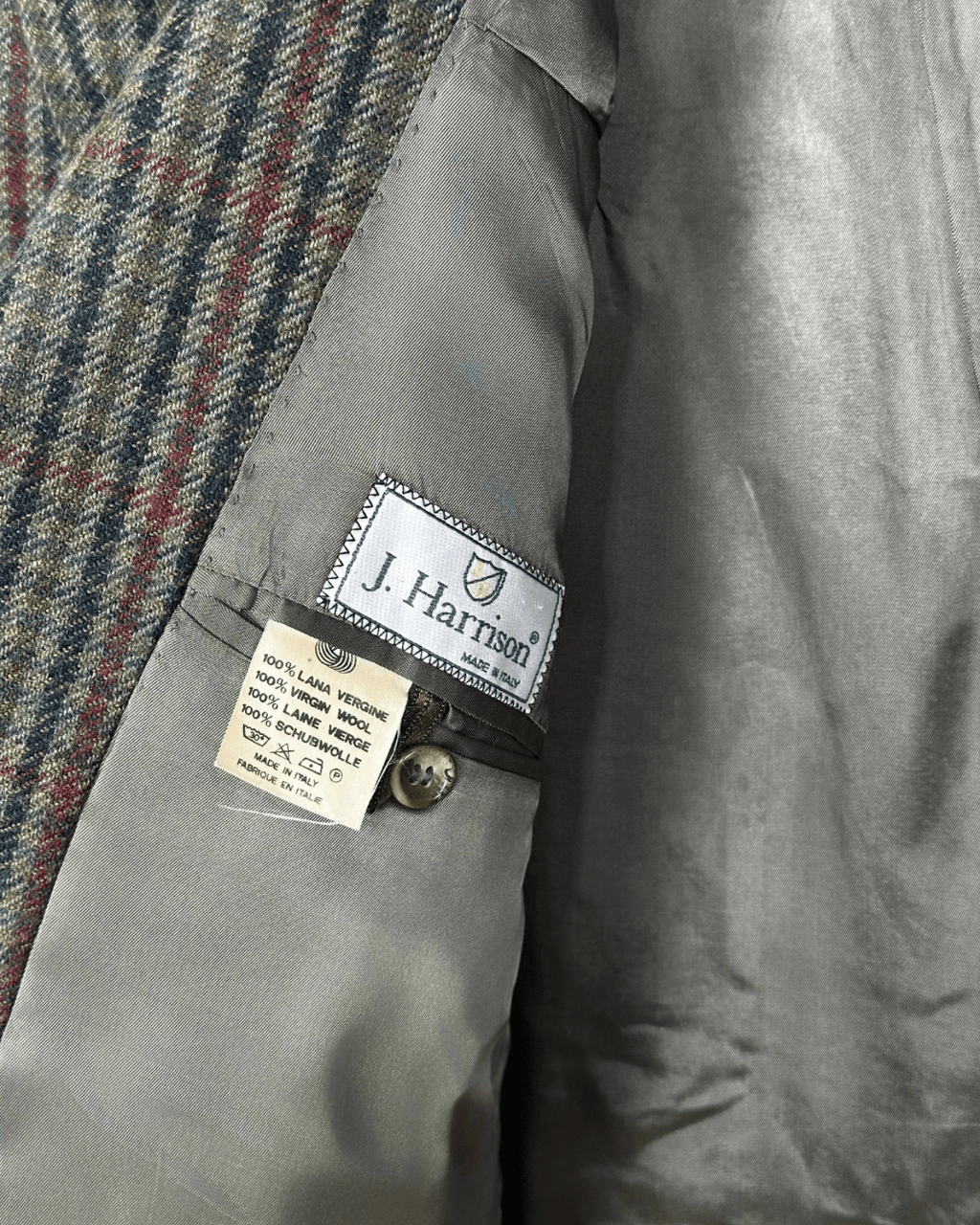 Vintage J. Harrison Checkered Wool Blazer - Made in Italy 54 - Funkify