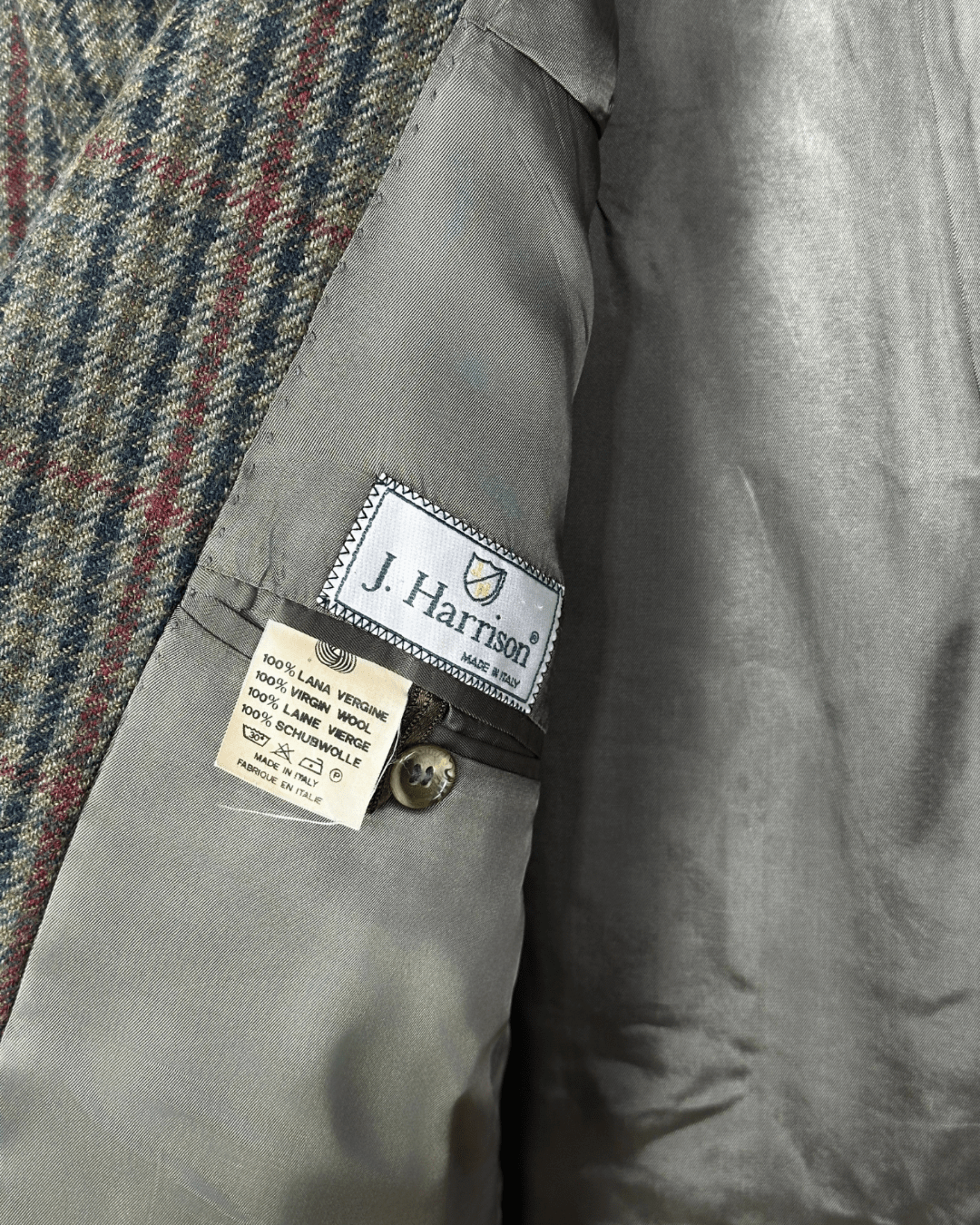 Vintage J. Harrison Checkered Wool Blazer - Made in Italy 54 - Funkify