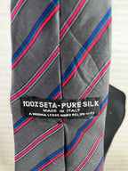 Vintage Jean Pierre Milano Gray Striped Pure Silk Necktie 8 cm - Funkify