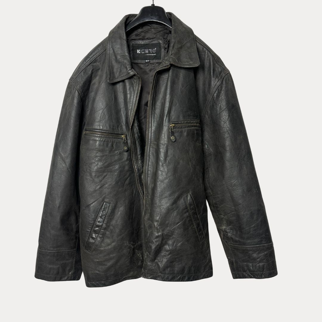 Vintage Kcero Brown Genuine Leather Jacket XL - Funkify