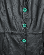 Vintage Lapel Genuine Leather Coat - Women's Medium - Funkify