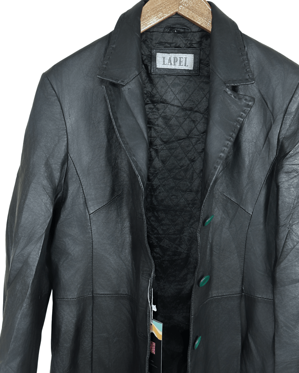 Vintage Lapel Genuine Leather Coat - Women's Medium - Funkify