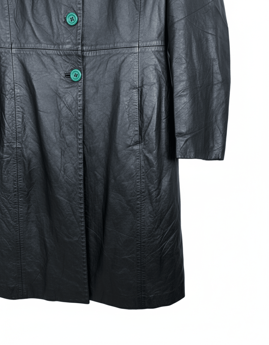 Vintage Lapel Genuine Leather Coat - Women's Medium - Funkify