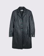 Vintage Lapel Genuine Leather Coat - Women's Medium - Funkify