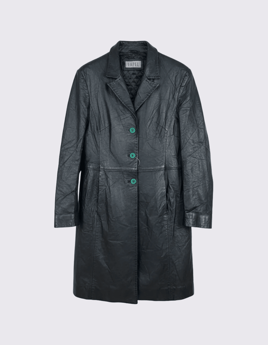 Vintage Lapel Genuine Leather Coat - Women's Medium - Funkify