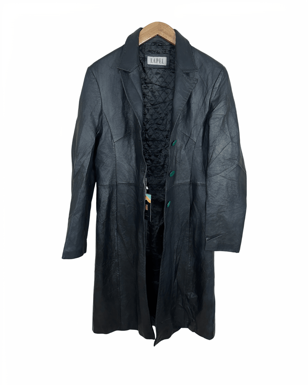 Vintage Lapel Genuine Leather Coat - Women's Medium - Funkify