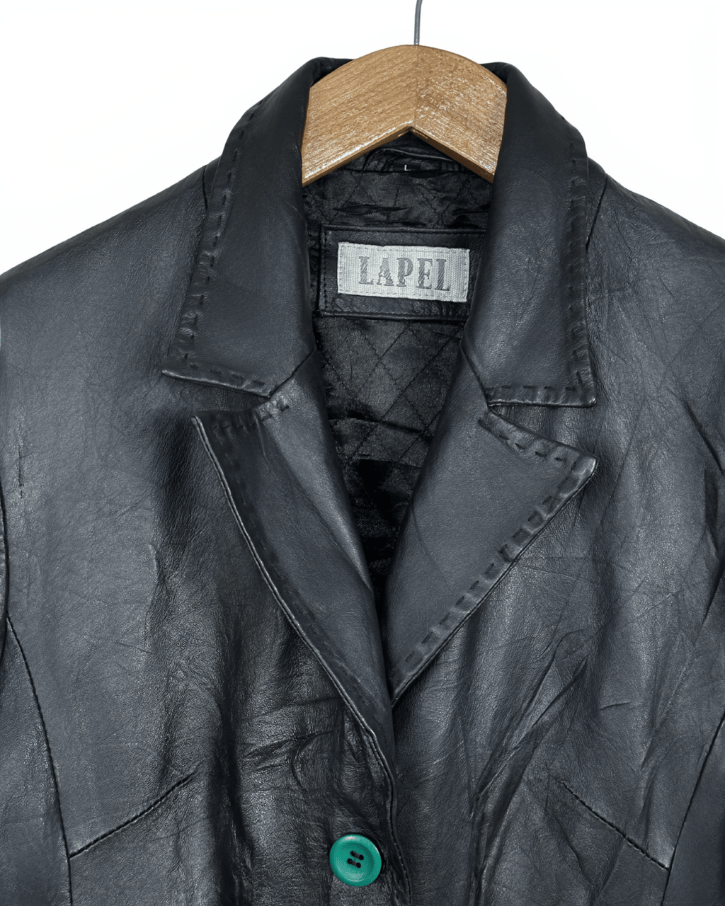 Vintage Lapel Genuine Leather Coat - Women's Medium - Funkify