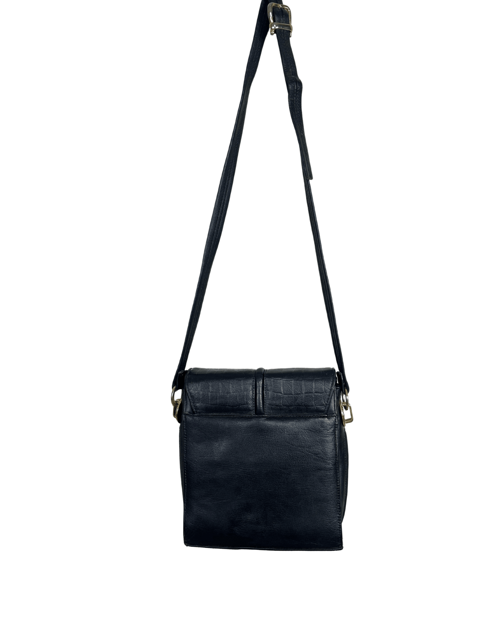 Vintage Leather Croc - Embossed Crossbody Messenger Bag - Funkify