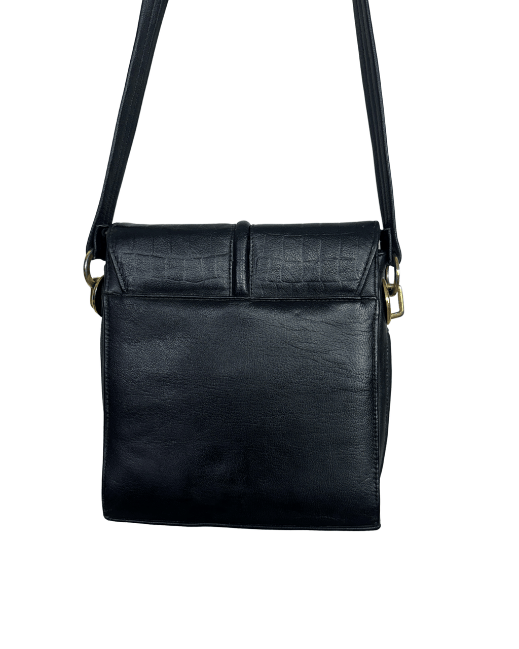 Vintage Leather Croc - Embossed Crossbody Messenger Bag - Funkify