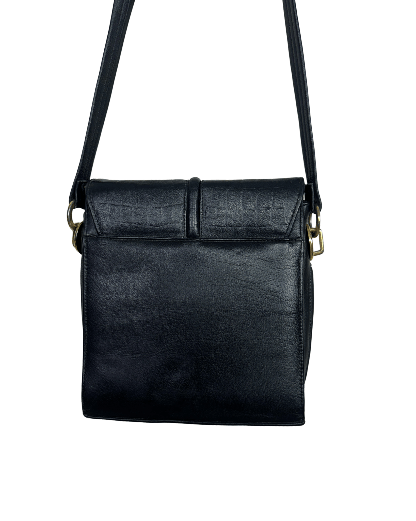 Vintage Leather Croc - Embossed Crossbody Messenger Bag - Funkify