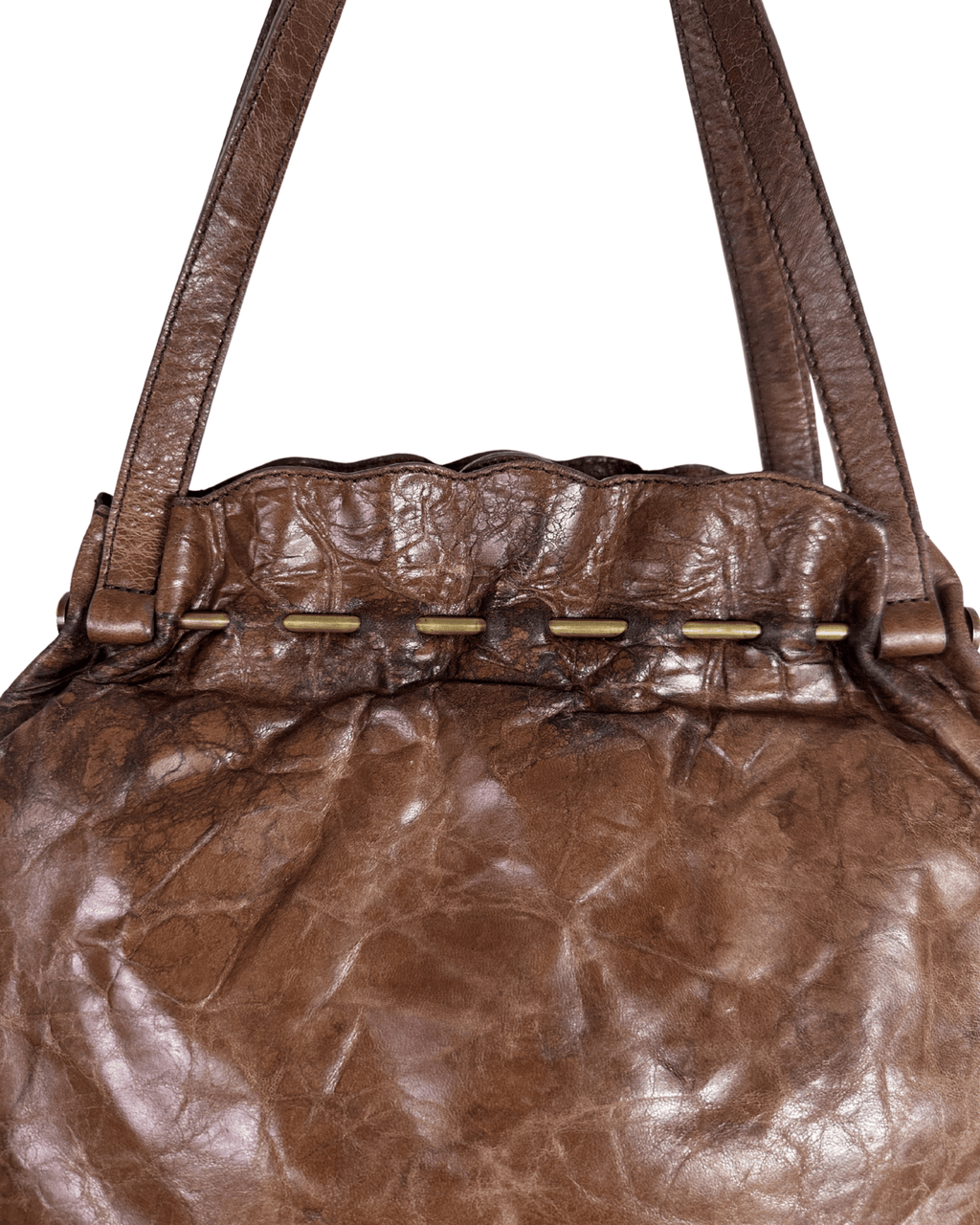 Vintage Leather Home Genuine Leather Tote with Gathered Detail - Funkify